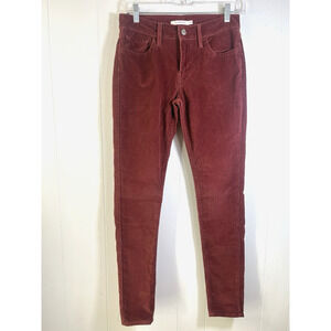 Levis 710 Corduroy Super Skinny Pants Rust Red Mid Rise Jeans Womens Size 28